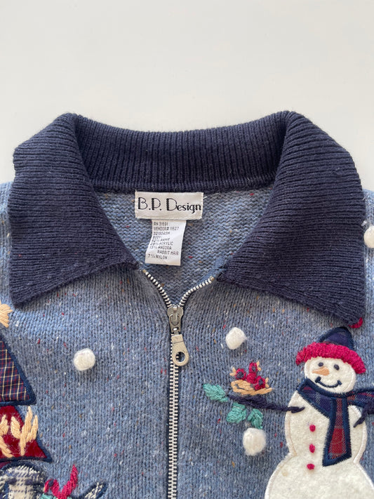 B.P.Design Christmas Embroidered Zipper Sweater-Bust 42