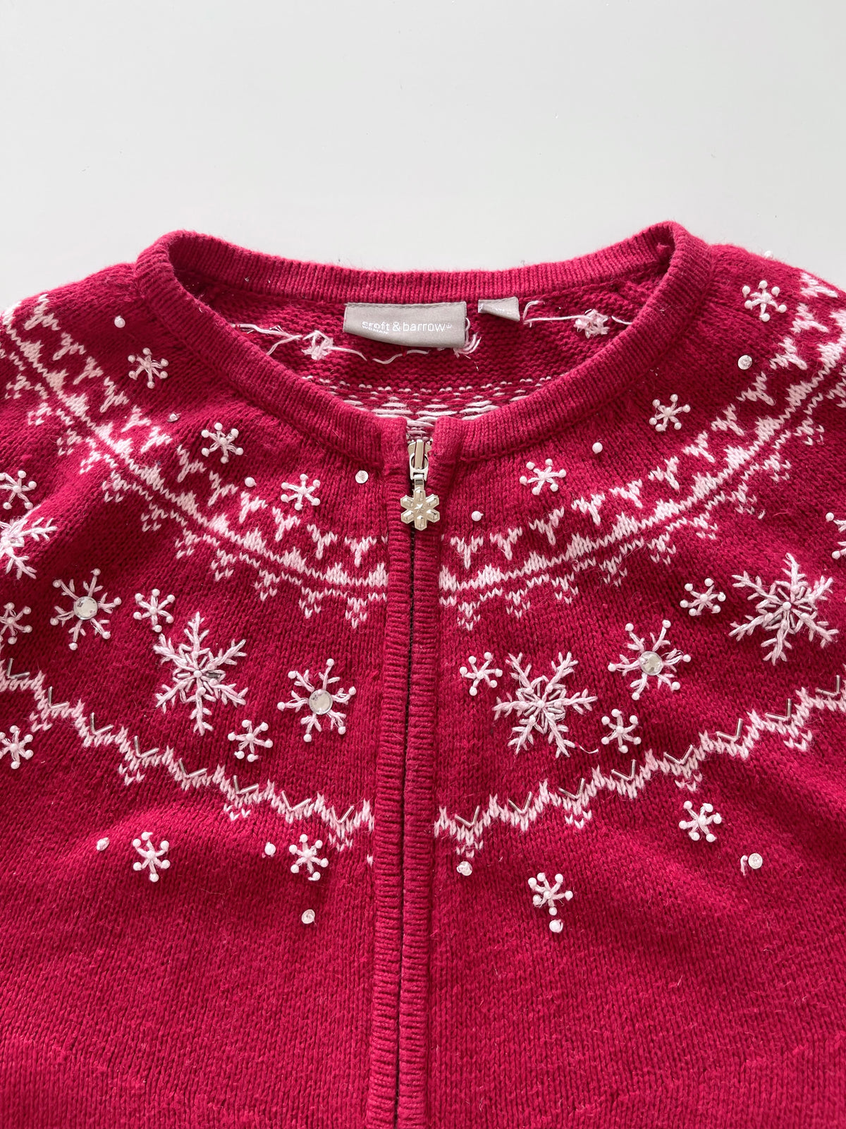 Croft&Barrow Embroidered Christmas Zipper Sweater-Bust 54