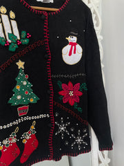 Victoria Jones Embroidered Christmas Sweater-Bust 42