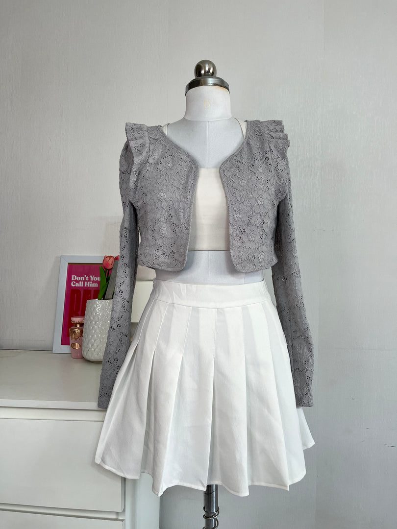 SOFT GREY LACE SHRUG - BUST 32 TO 34