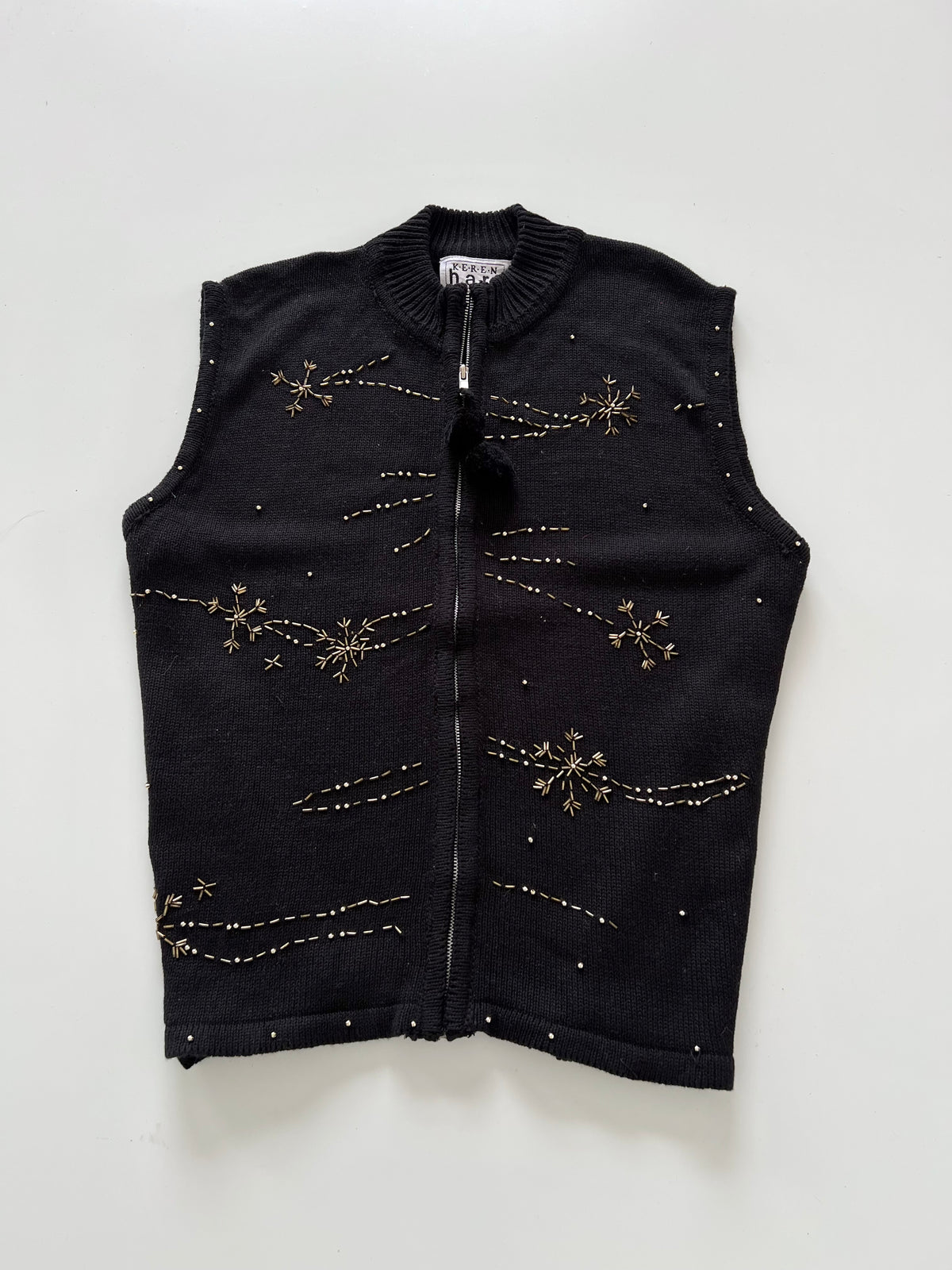 KEREN Hart Embroidered Vest Zipper Sweater-Bust 50