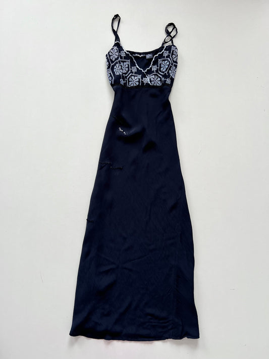 Le Chateau Sheer Slip Embroidered Dress-Bust 34
