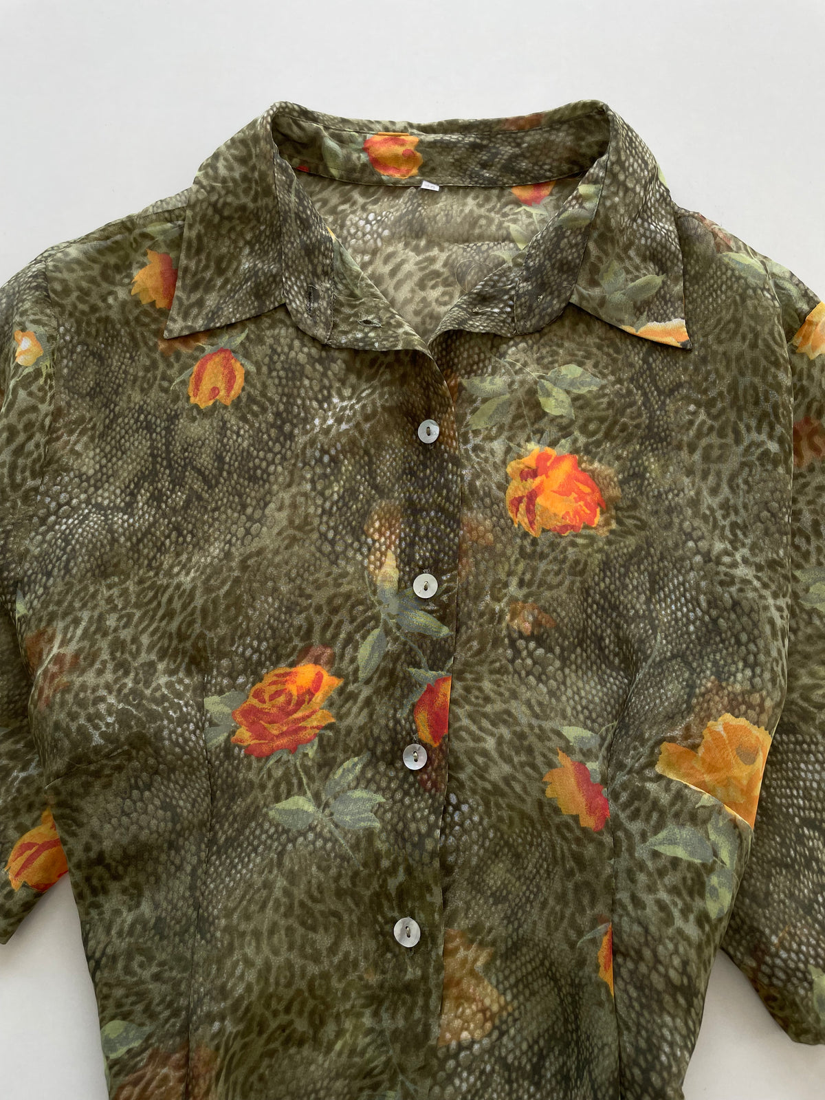 Floral Sheer Vintage Shirt-Bust 46