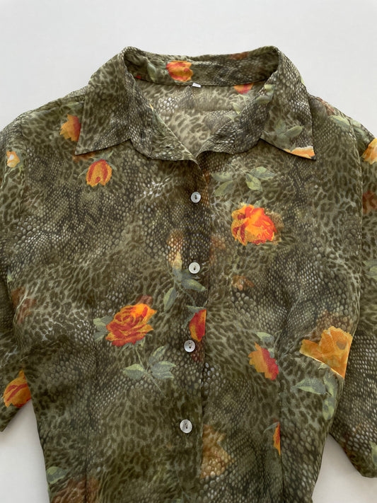 Floral Sheer Vintage Shirt-Bust 46