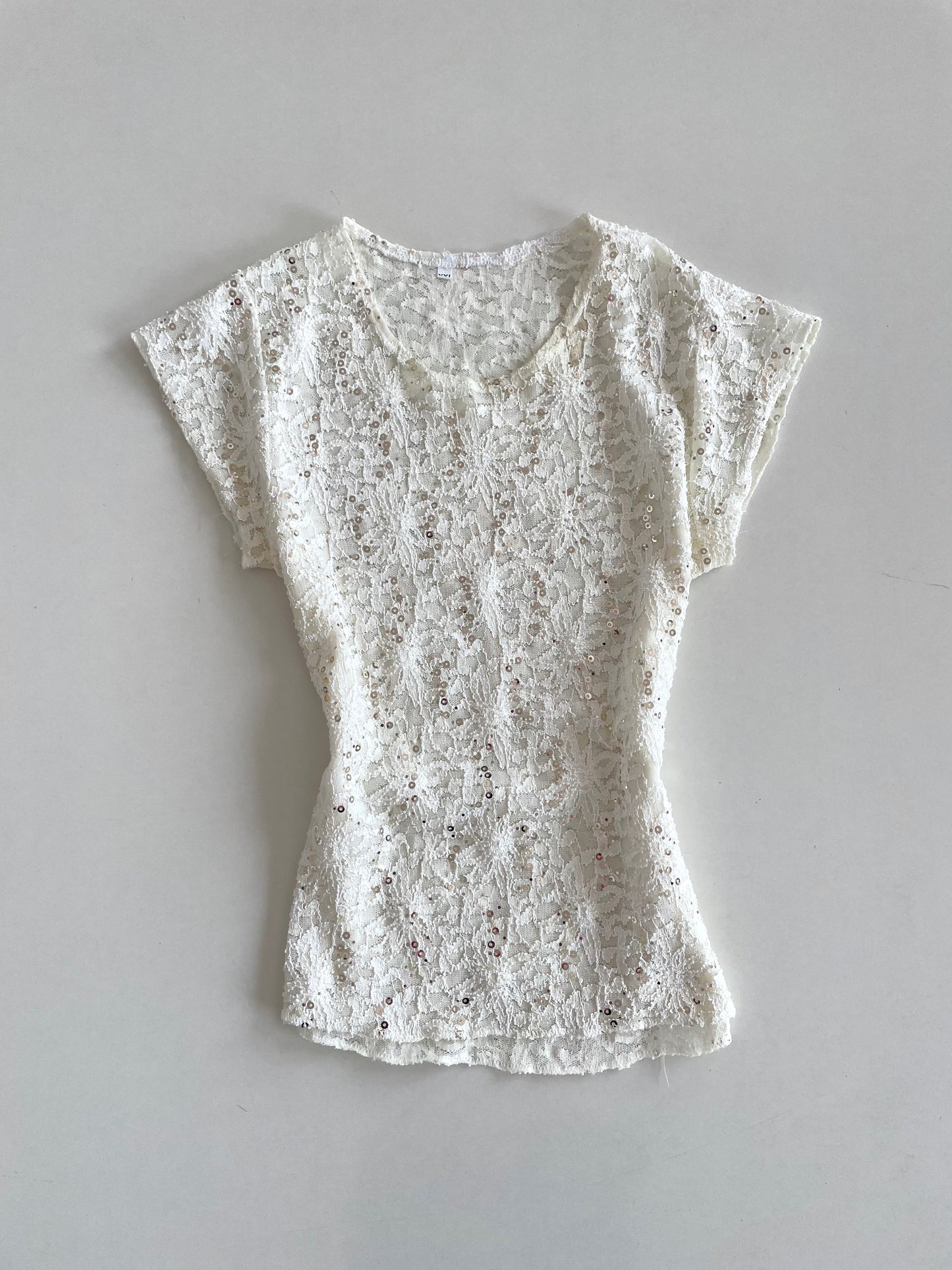 Sequin Sheer Lace Top-Bust 34 to 38
