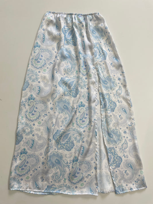Satin Paisley Slit Skirt