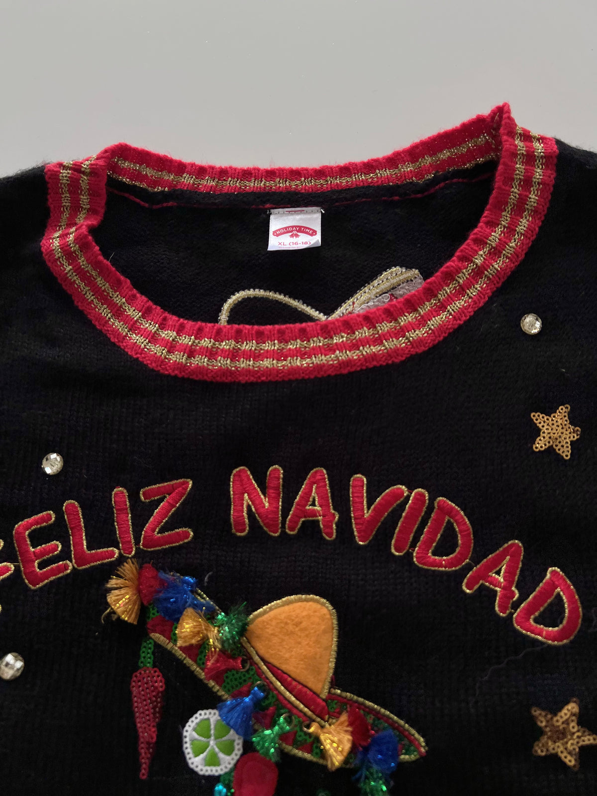 Holiday Time Embroidered Christmas Sweater-Bust 54