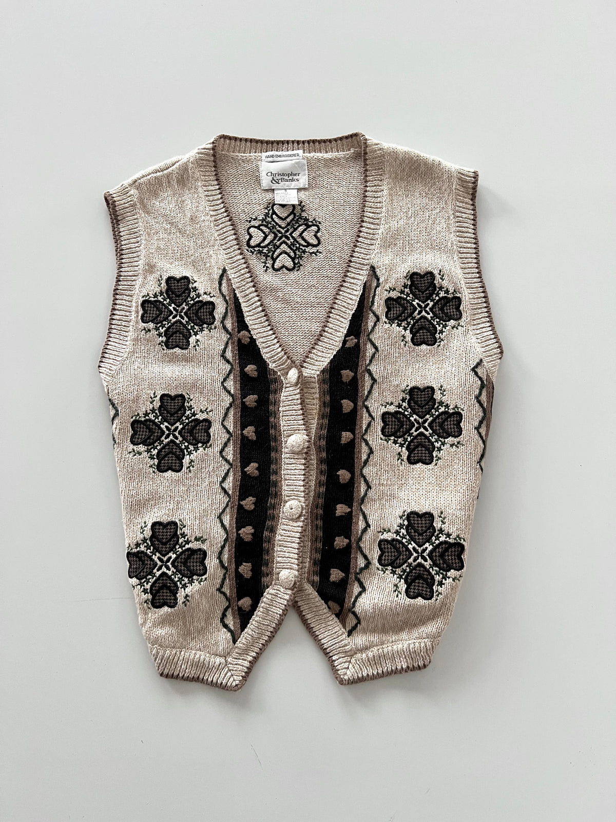 Christopher&Banks Embroidered Vest Sweater-Bust 40