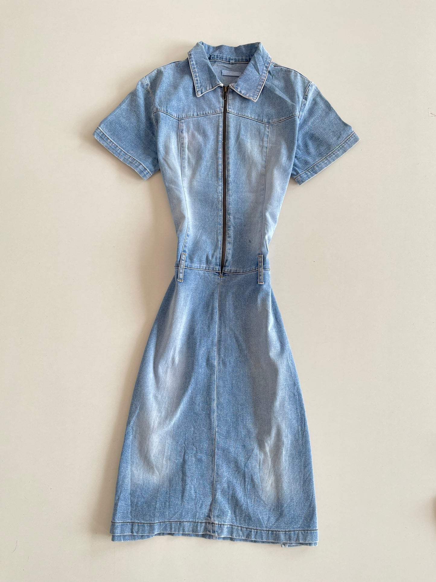 Zip Up Denim Dress-Bust  36