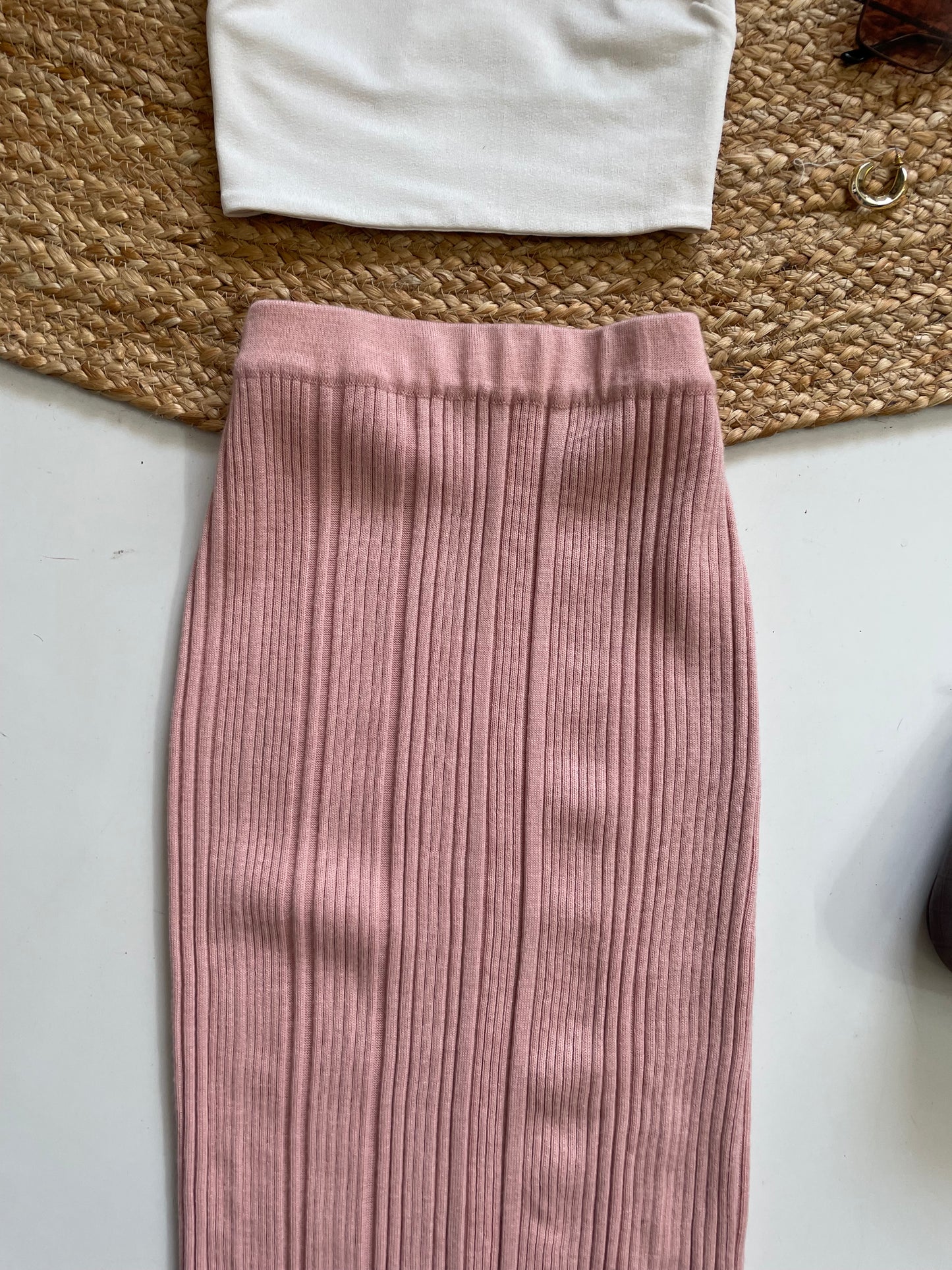 BABY PINK RIBBED SKIRT - WAIST 26 to 30