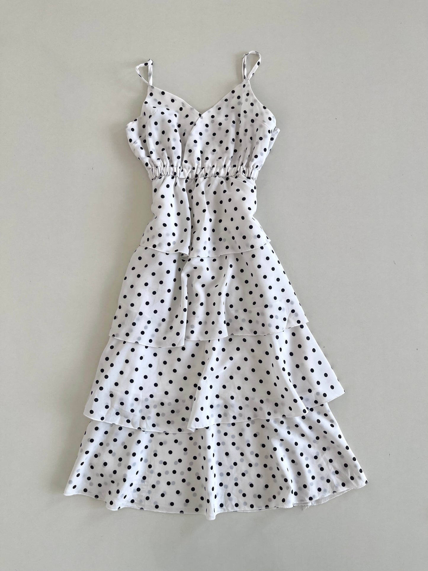 Polka Dot Ruffle Slip Dress-Bust 34