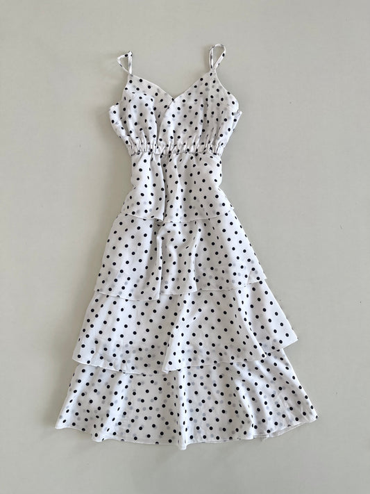 Polka Dot Ruffle Slip Dress-Bust 34
