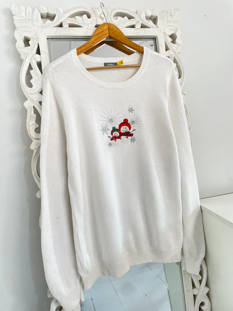 Embroidered Christmas Sweater-Bust 40
