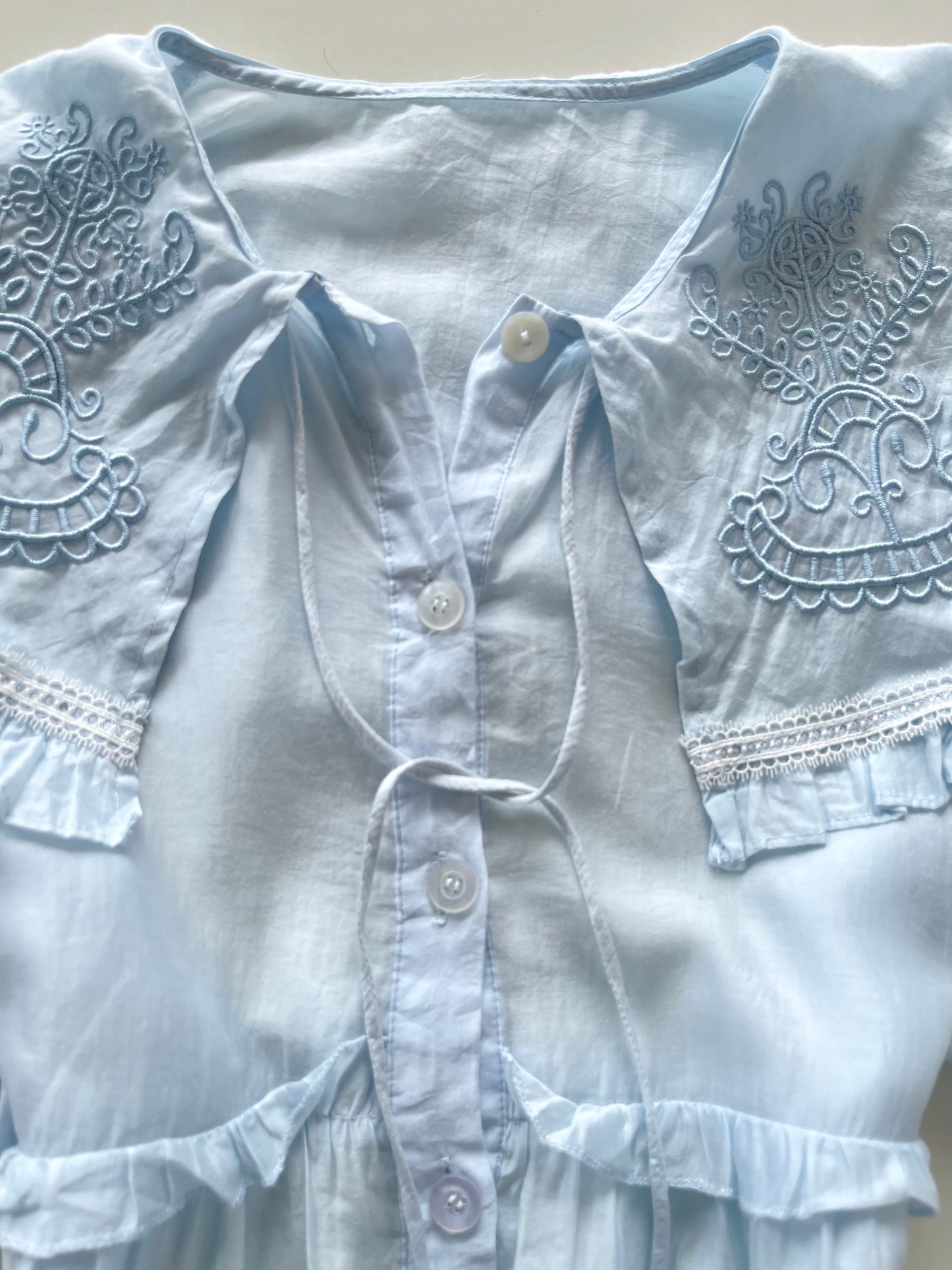 Baby Blue Embroidered Dress-Bust 40
