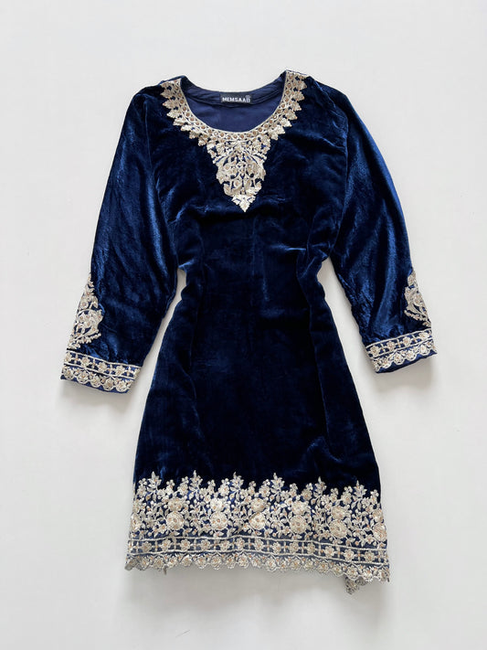 Memsaab Velvet Embroidered Kurta-Bust 46
