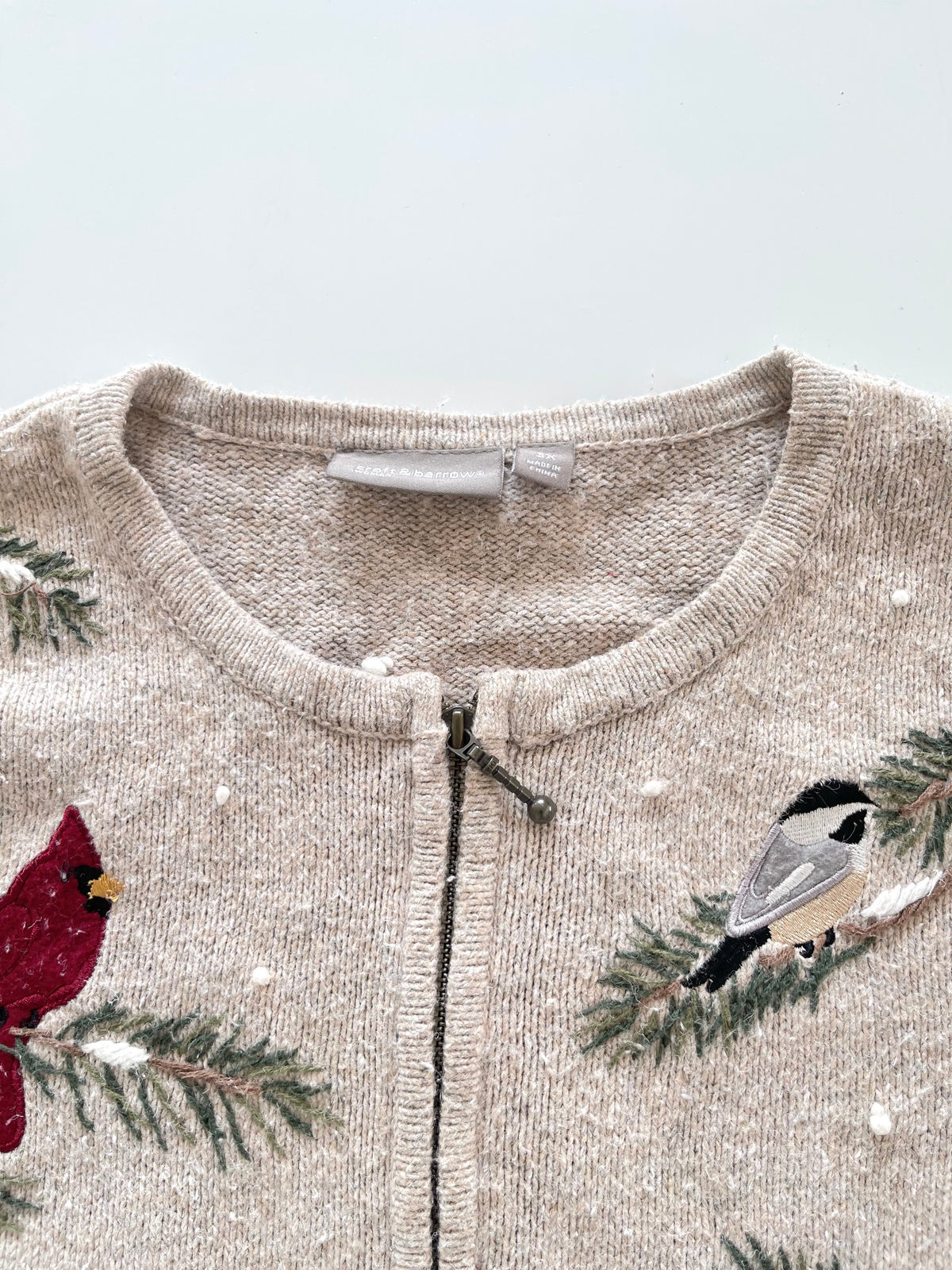 Croft&Barrow Embroidered Zipper Sweater-Bust 54