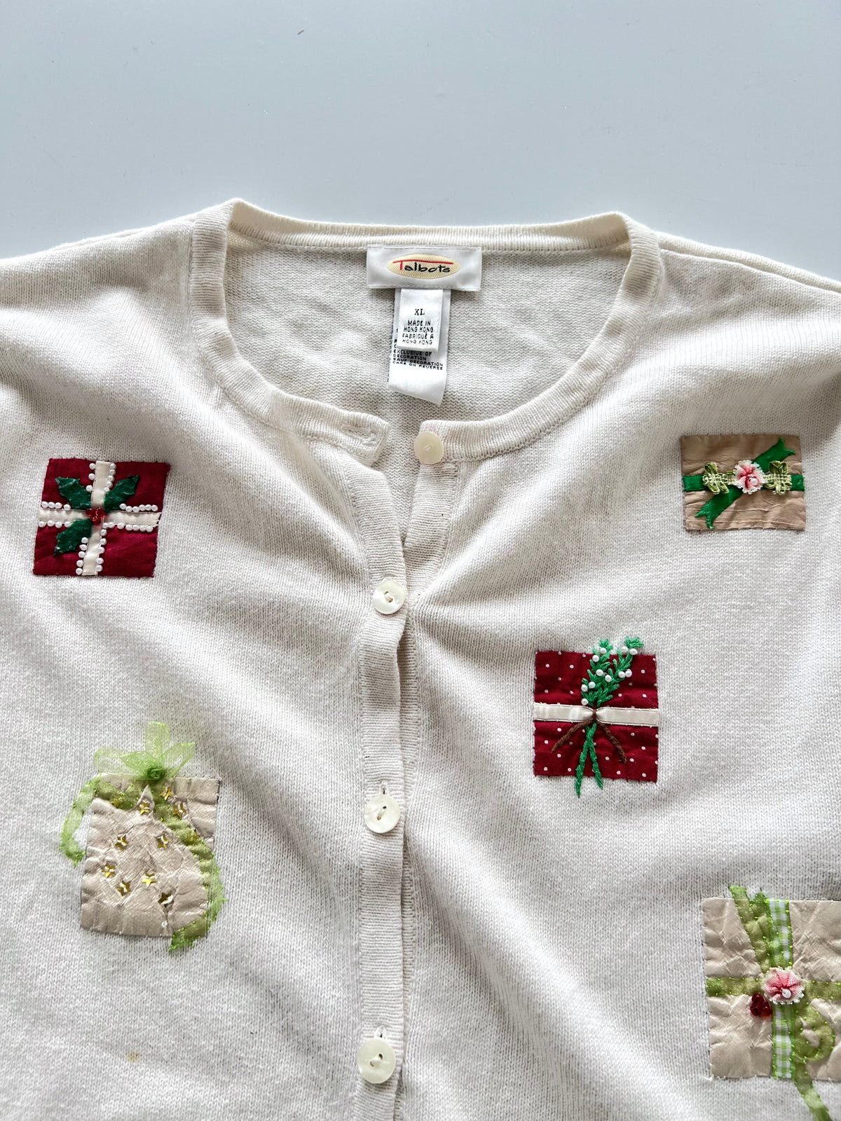 Talbots Embroidered Christmas Sweater-Bust 46
