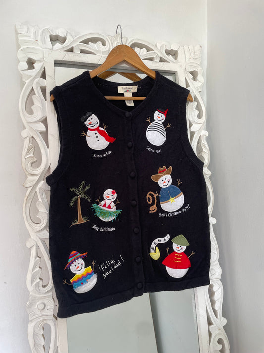 Bechamel Embroidered Christmas Sweater Vest-Bust 40