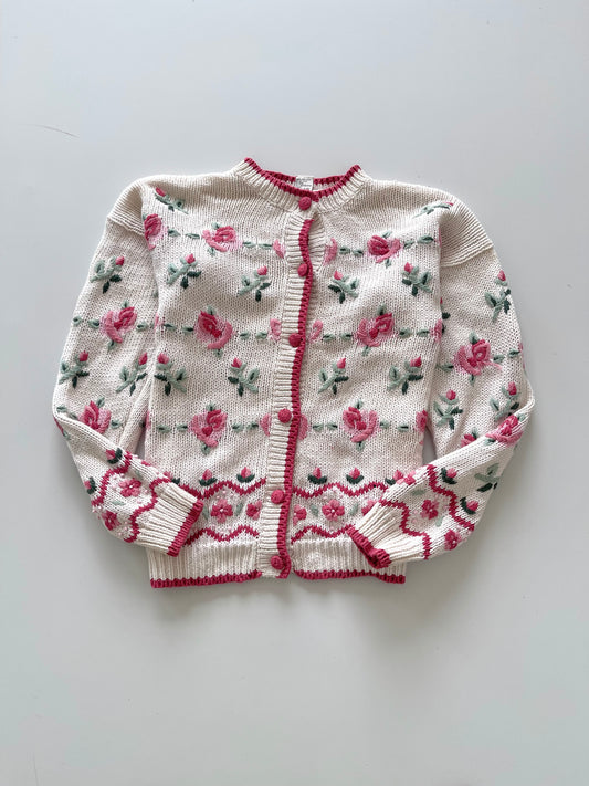 Gloria Van Derbilt Hand Knitted Embroidered Cardigan Sweater-Bust 40