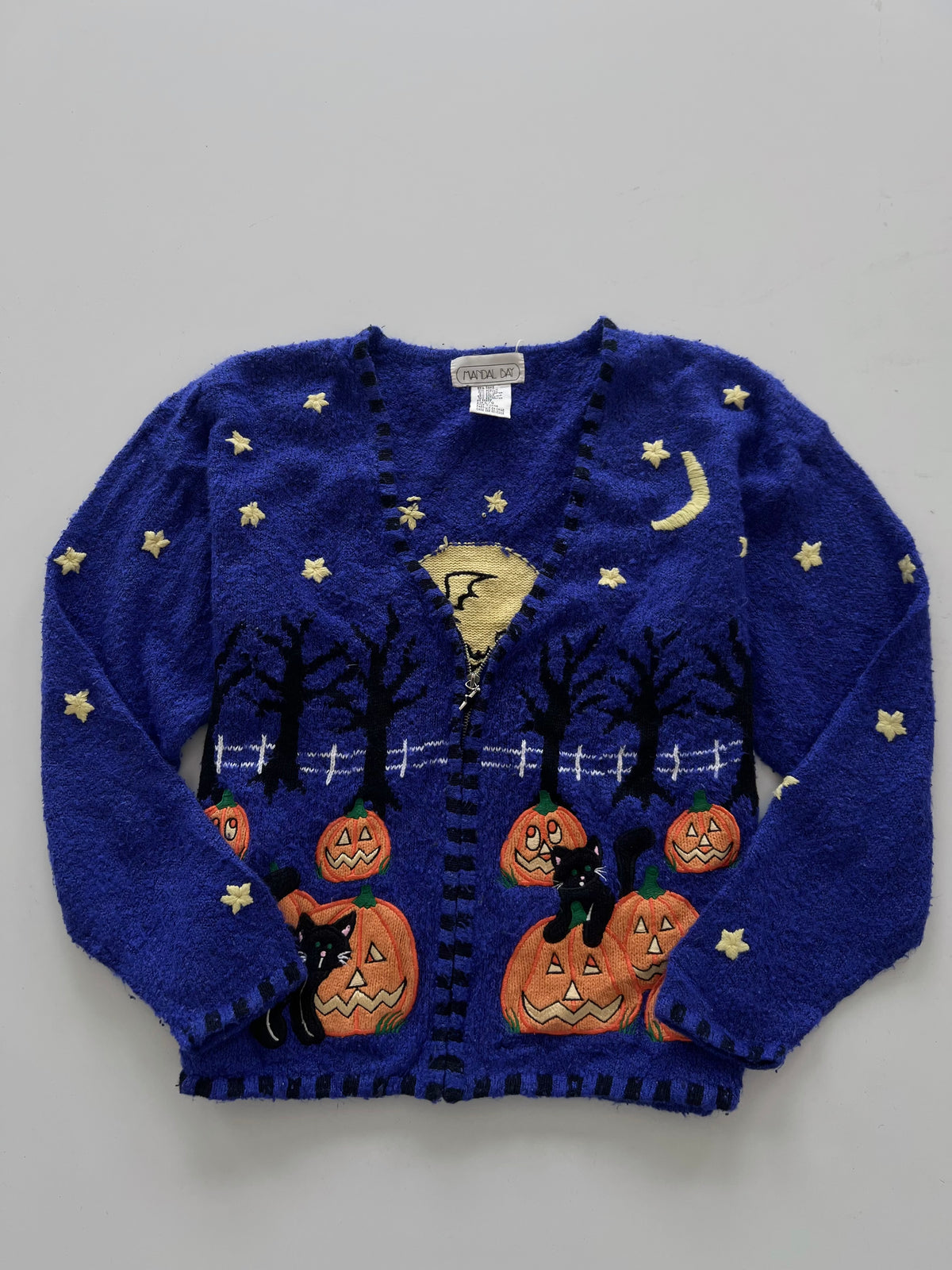 Mandal Bay Embroidered Christmas Zipper Sweater-Bust 46