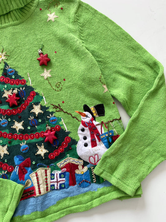 Tiara International Christmas Embroidered Sweater-Bust 44