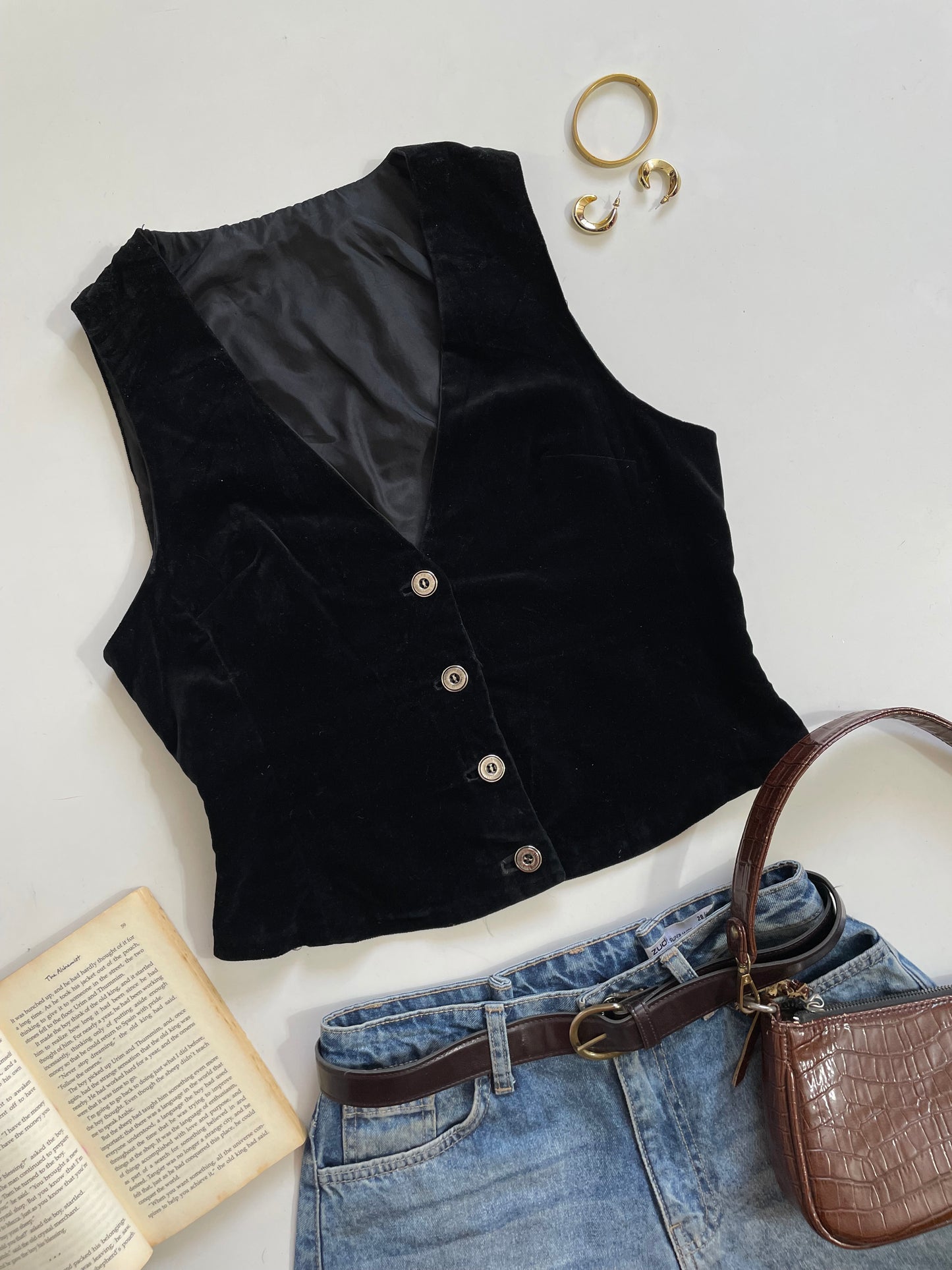 Solid Black Waistcoat - Bust 34