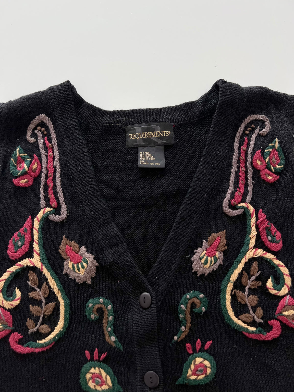 Requirements Hand Embroidered Vest Sweater-Bust 46