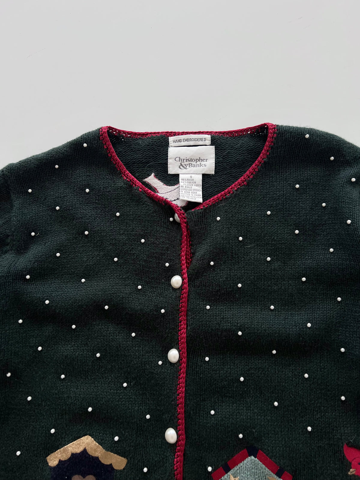 Christopher & Banks Hand Embroidered Christmas Sweater-Bust 42