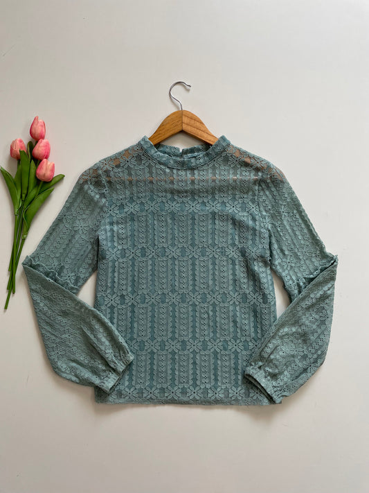 SEA GREEN LACE TOP - BUST 34 to 36