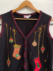 Vintage Christmas Sweater Vest-Bust 38