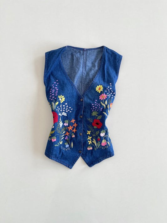 Denim Embroidered Waistcoat -Bust 38