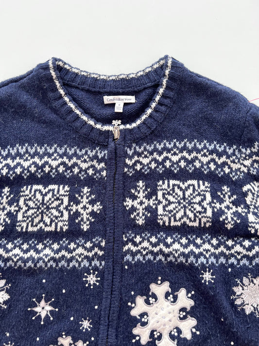Croft&Barrow Embroidered Christmas Zipper Sweater-Bust 44