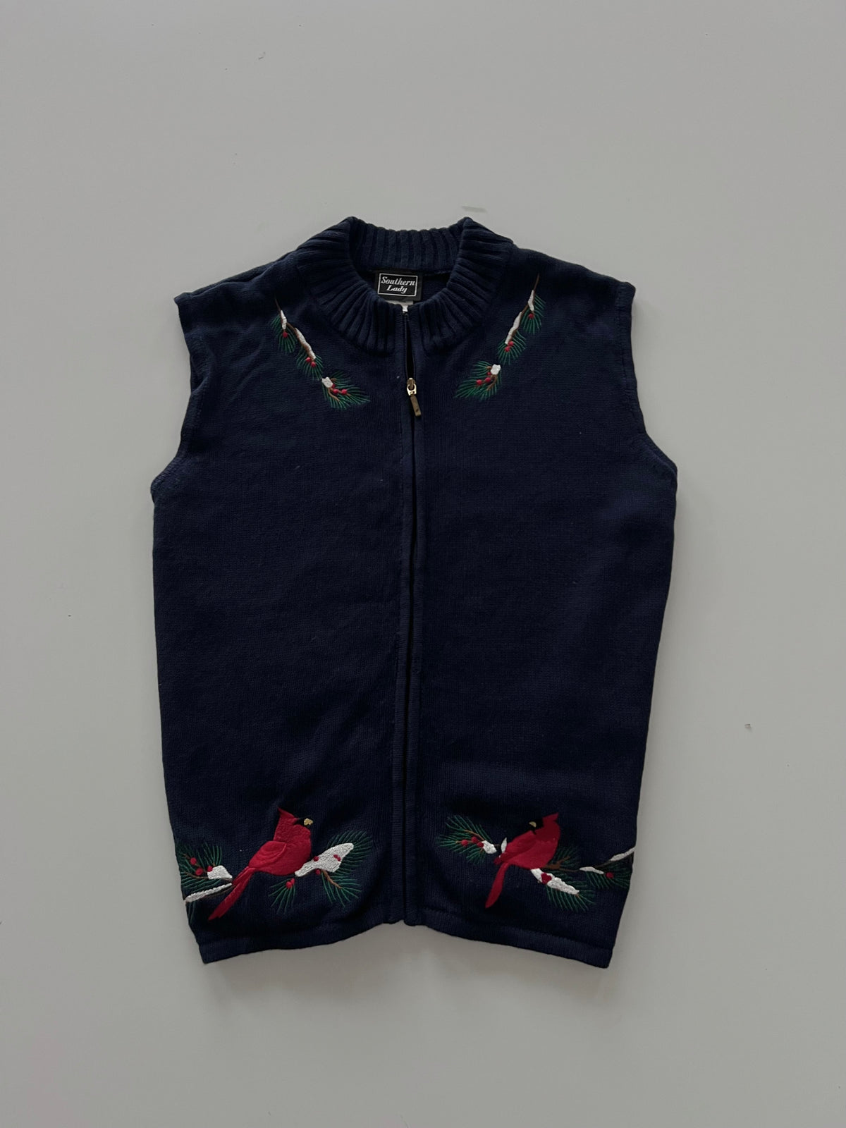 Southern Lady Embroidered Vest Sweater-Bust 48