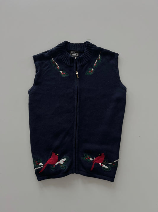 Southern Lady Embroidered Vest Sweater-Bust 48