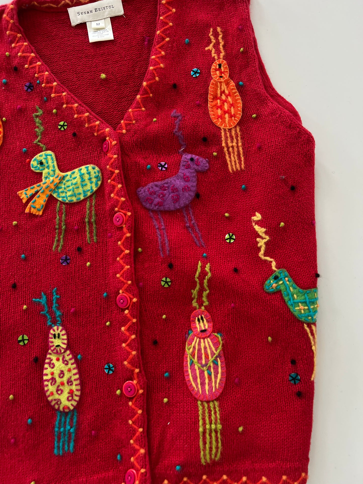 Susan Bristol Embroidered Sweater Vest-Bust 48