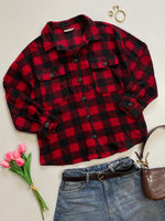 Load image into Gallery viewer, Pink Rose Thick Flannel Shacket - Bust 46
