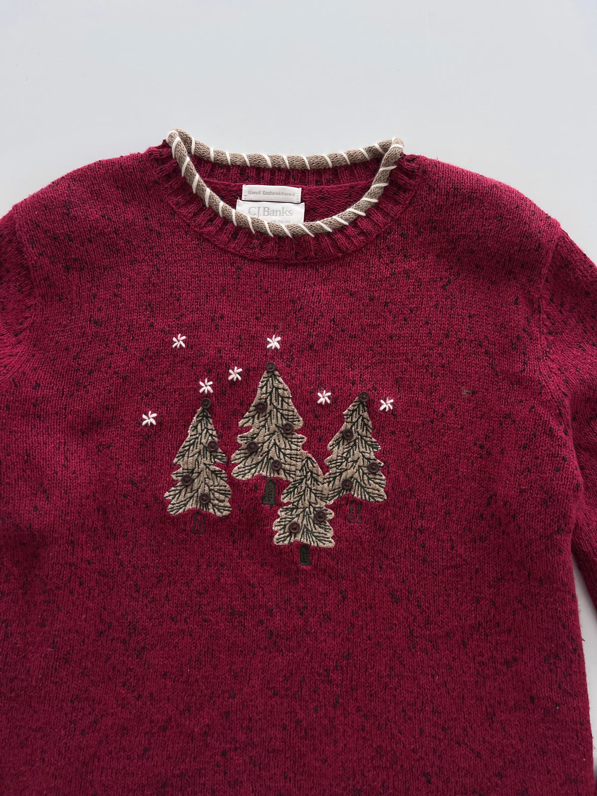 Christopher & Banks Hand Embroidered Christmas Sweater-Bust 50