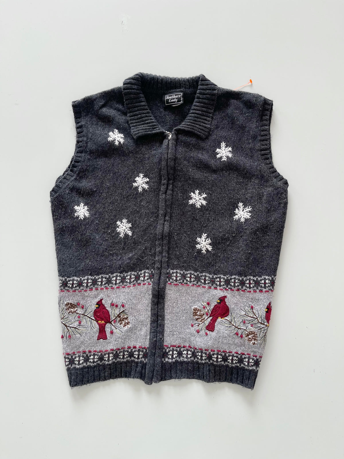Southern Lady Embroidered Christmas Vest Sweater-Bust 46