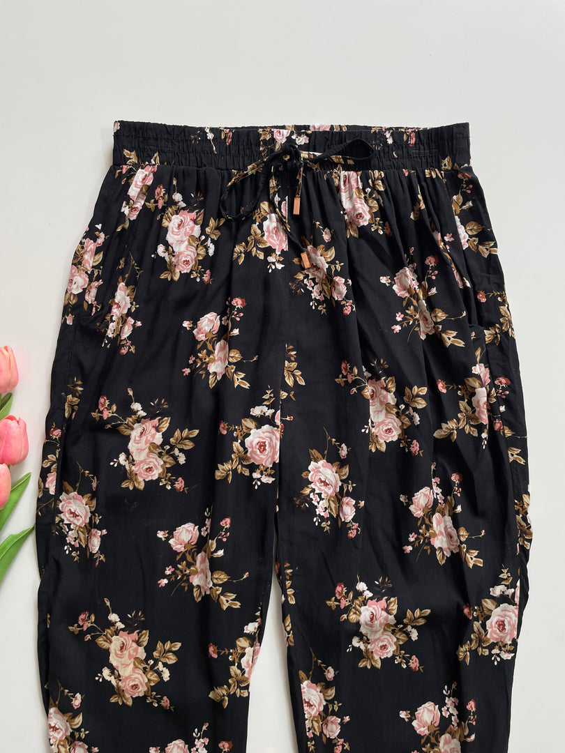 SEVENTYSEVEN ROSES BLACK COTTON PANTS - WAIST 28 to 32