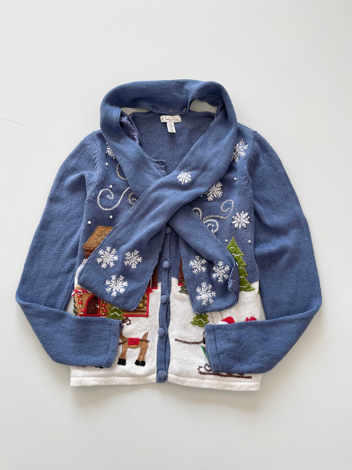 Kim Rogers Christmas Embroidered Cardigan Sweater-Bust 38