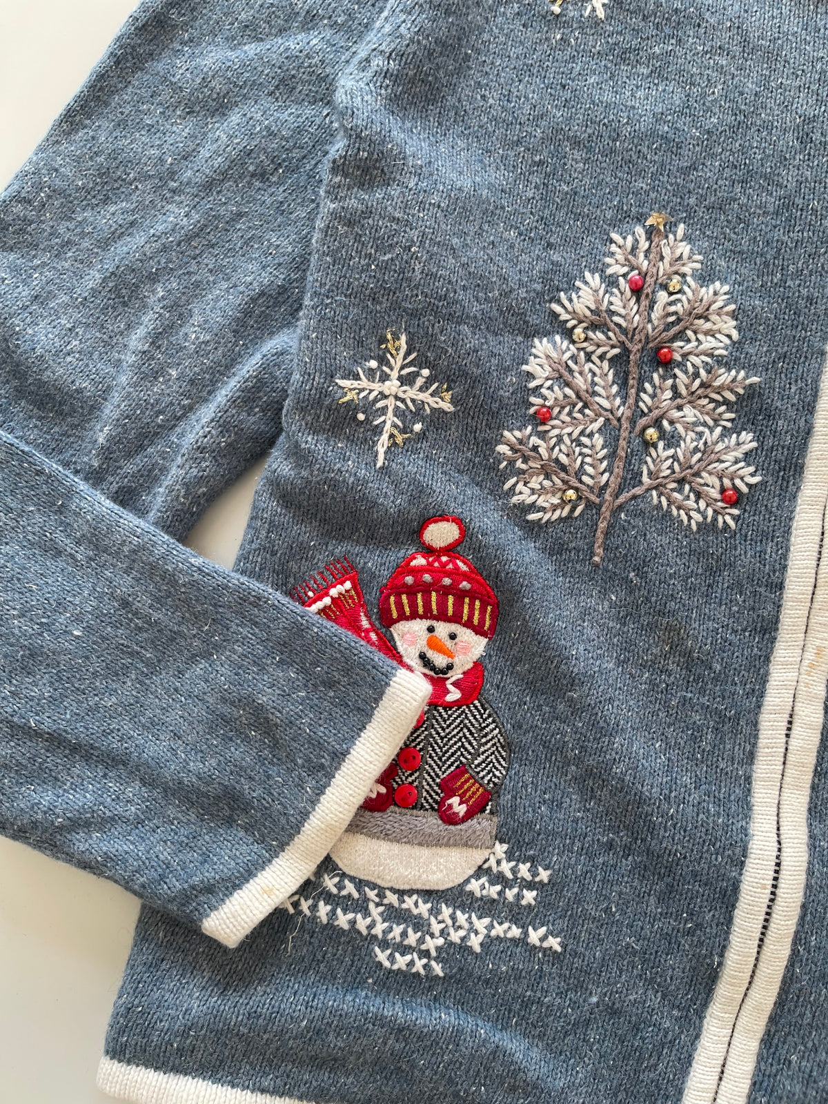 Studio Christmas Embroidered Zipper Sweater-Bust 46