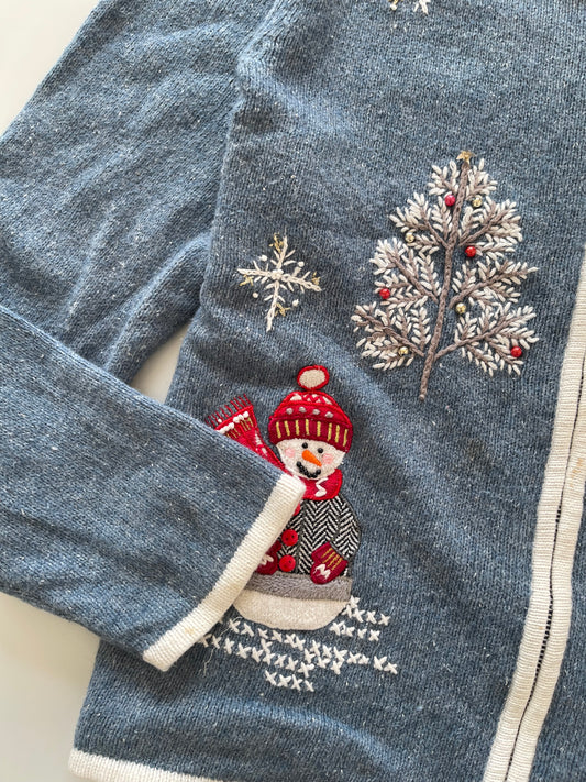 Studio Christmas Embroidered Zipper Sweater-Bust 46