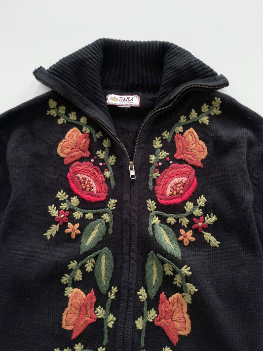 Tiara International Embroidered Zipper Sweater-Bust 44