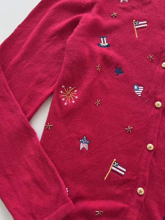 Croft&Barrow Embroidered Christmas Cardigan Sweater-Bust 46