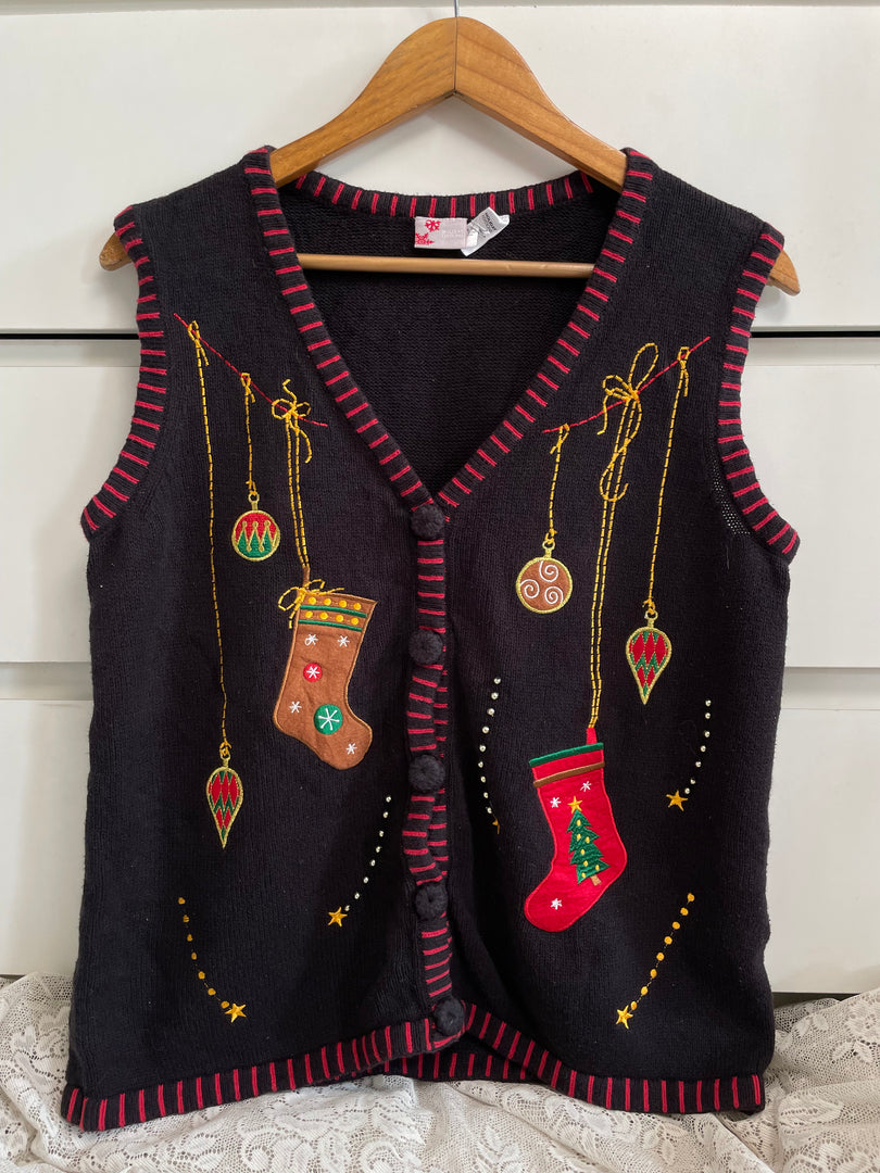 Vintage Christmas Sweater Vest-Bust 38