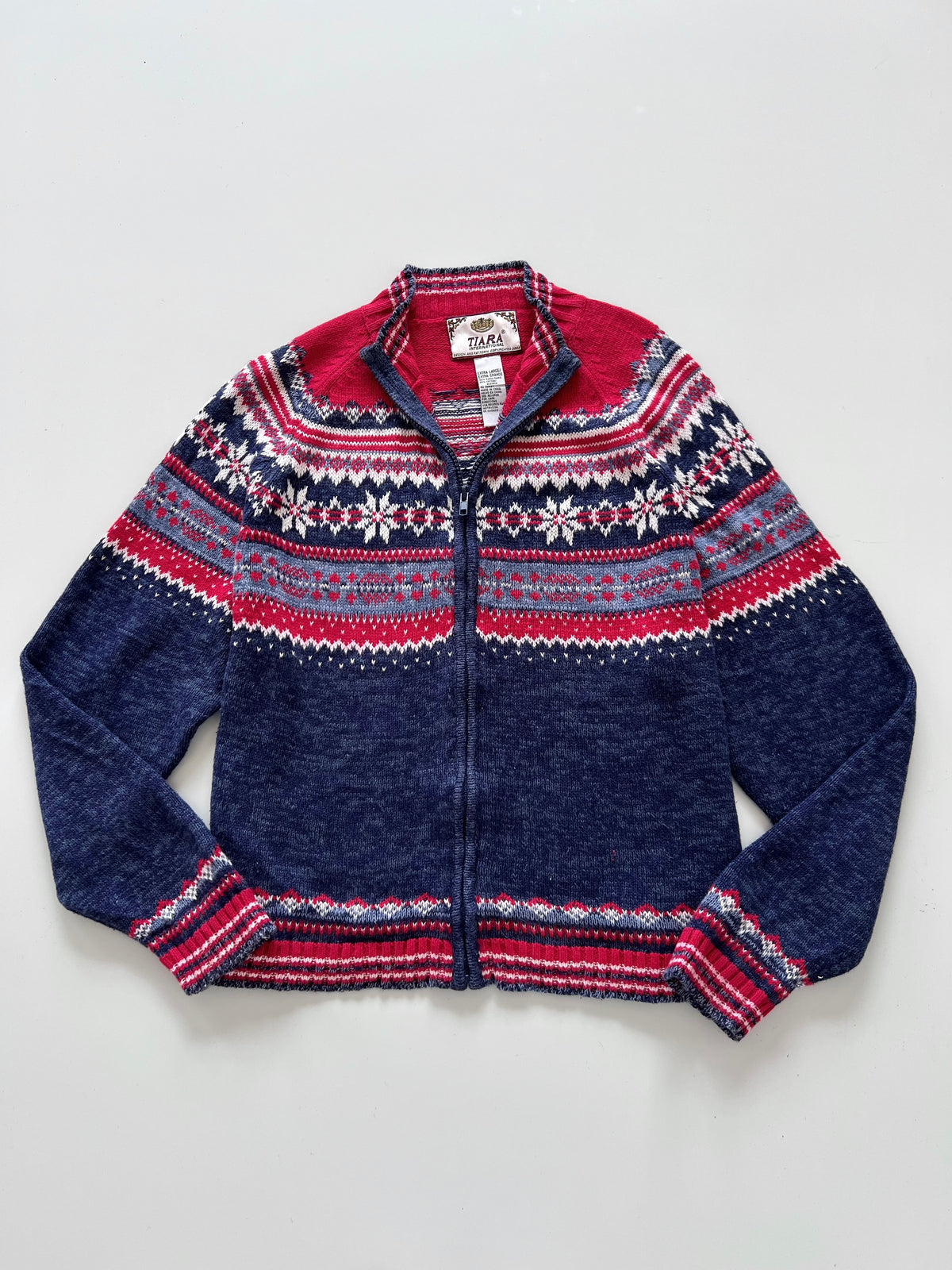 Tiara Embroidered Christmas Zipper Sweater-Bust 44