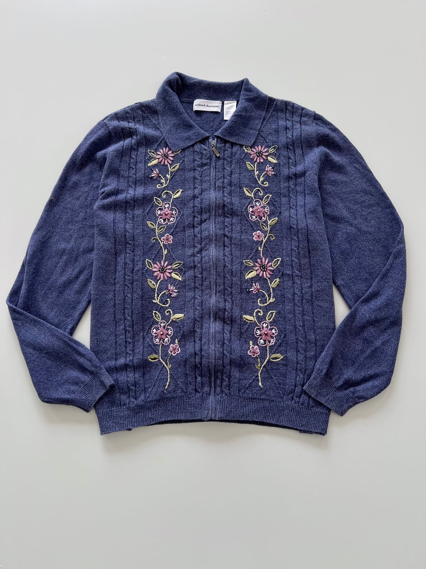 Alfred Dunner Embroidered Zipper-Bust 50