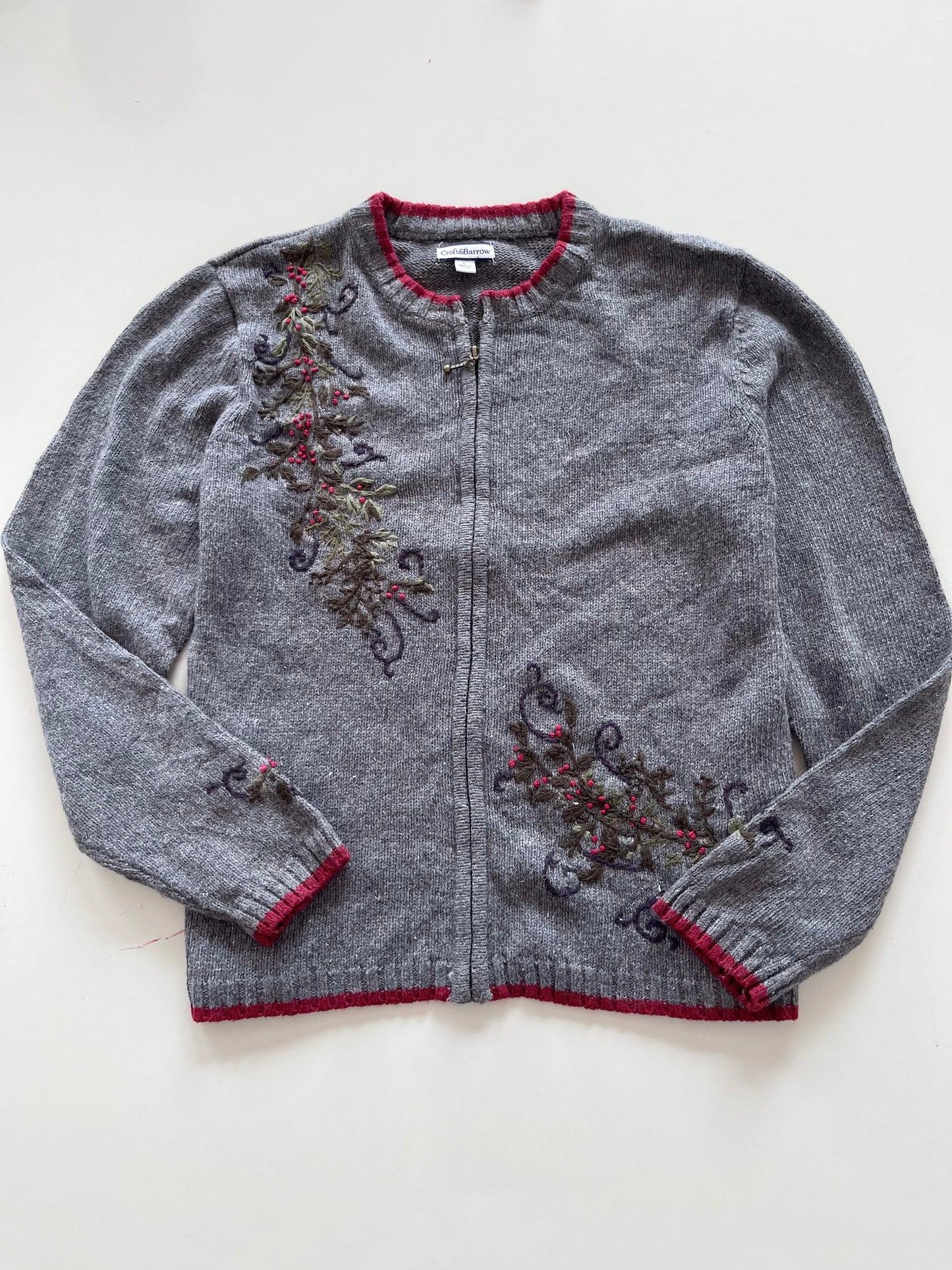 Croft&Barrow Embroidered Sweater-Bust 46