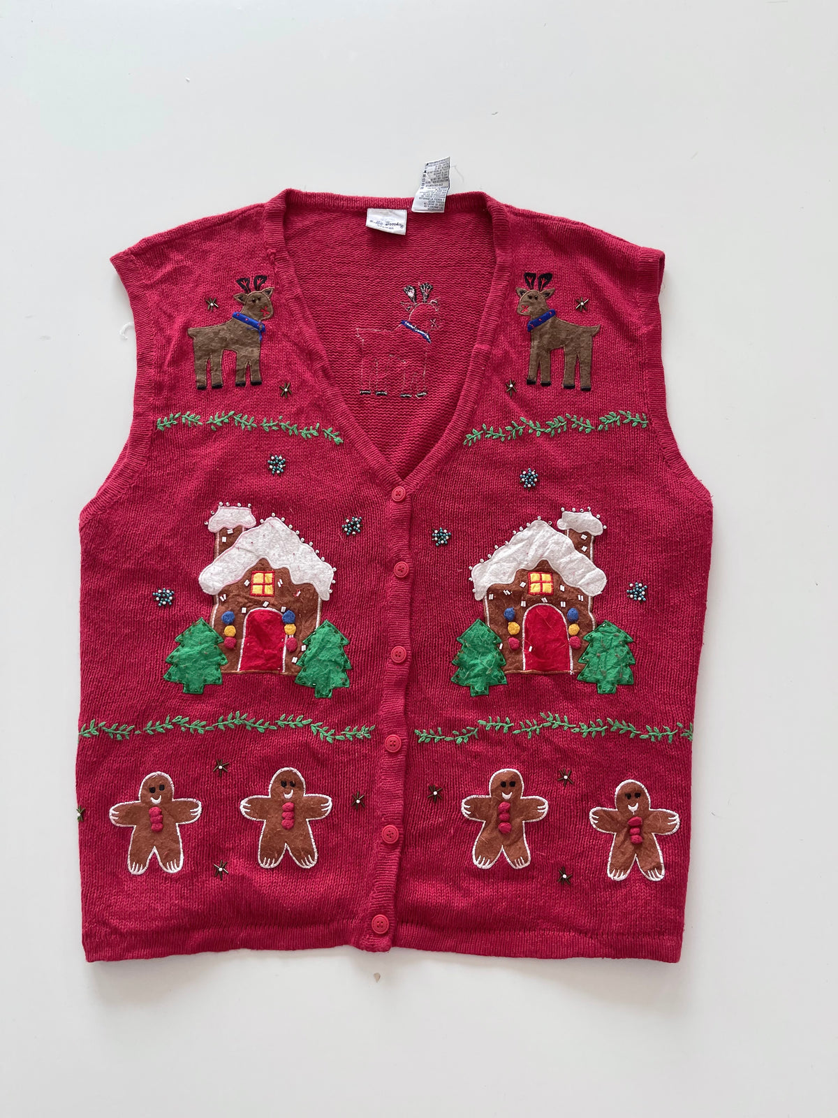 Bobbie Brooks Embroidered Christmas Vest Sweater-Bust 60