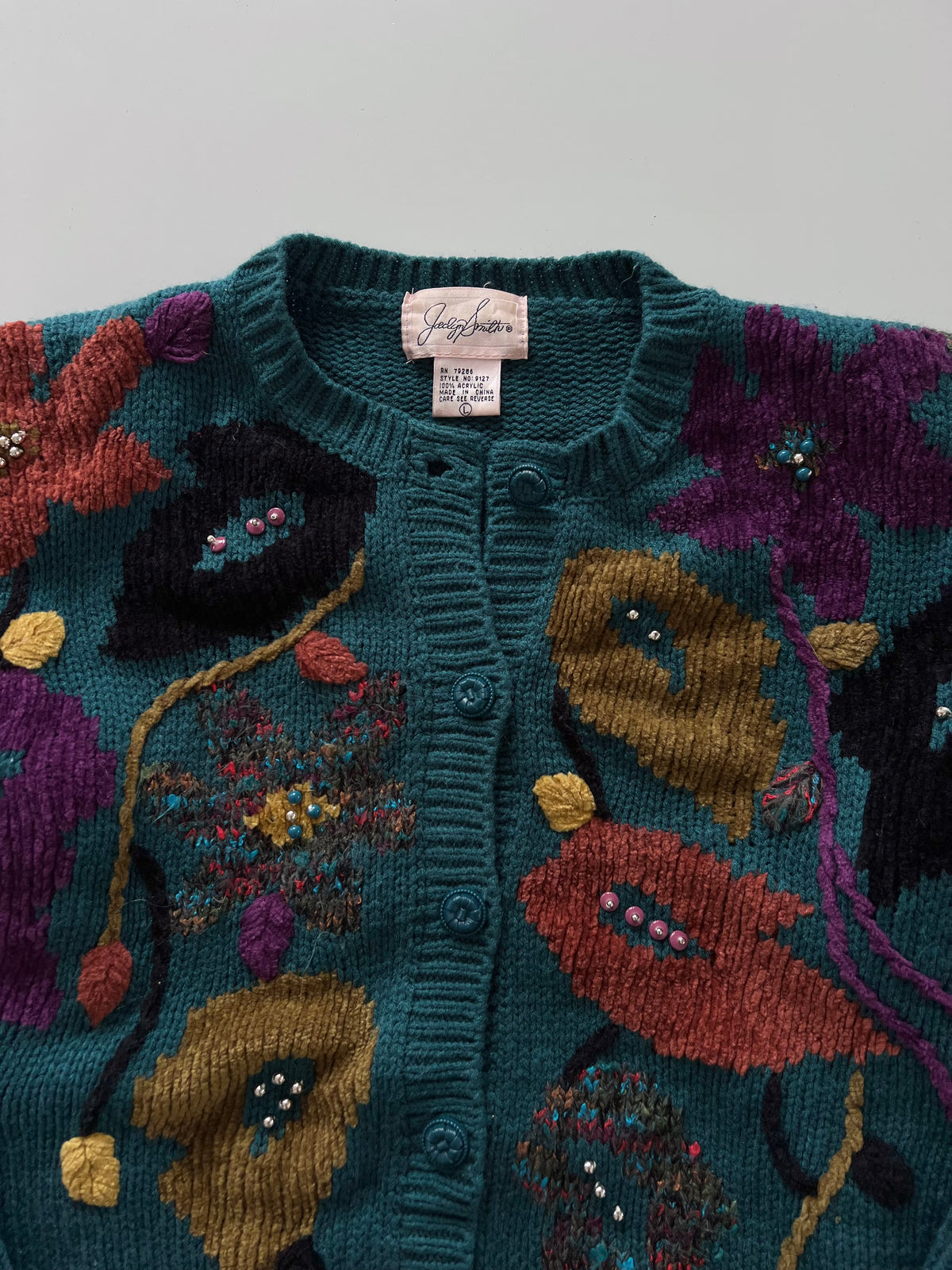 Jaclyn Smith Embroidered Sweater-Bust 46